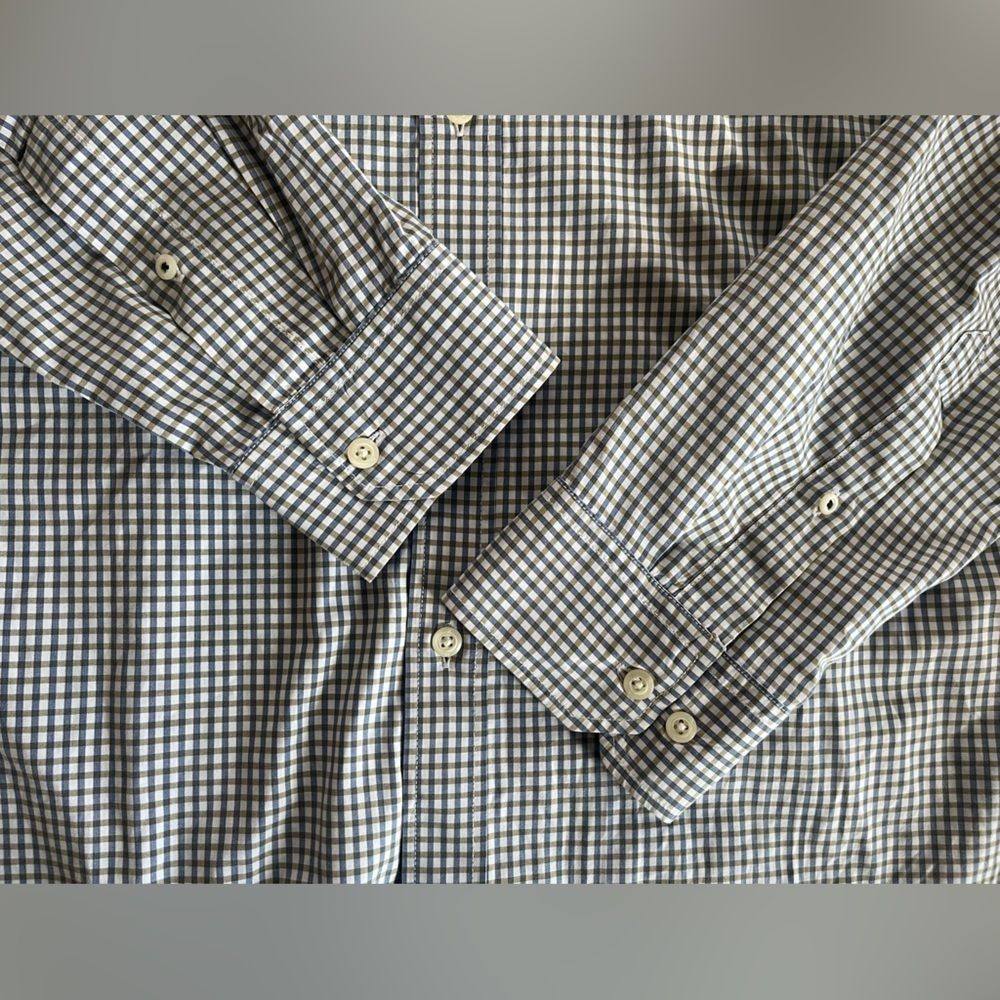 Banana Republic Men’s Blue & Olive Plaid Dress Shirt Slim Fit Men’s Size XL - Picture 11 of 16